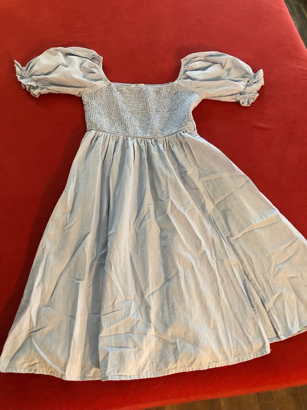 Collection By Cezele  blue smocked mini dress with side slit Size Small